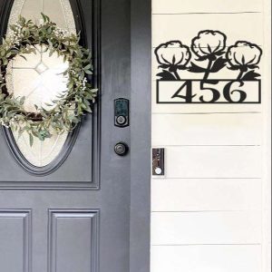 Personalized Cotton Bolls Address Sign House Number Plaque Custom Metal Sign