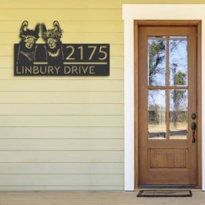 Personalized Couple Llama Address Sign House Number Plaque Custom Metal Sign