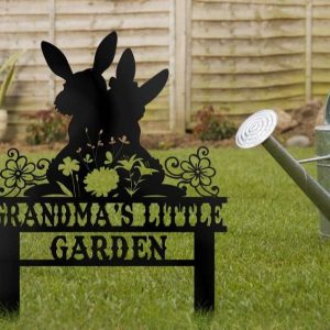 Personalized Couple Rabbit Bunny Garden Decorative Custom Metal Sign 1