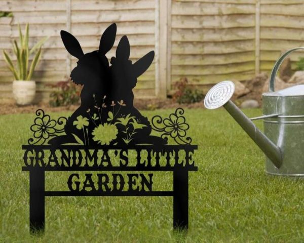 Personalized Couple Rabbit Bunny Garden Decorative Custom Metal Sign