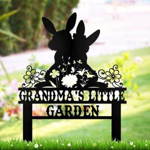 Personalized Couple Rabbit Bunny Garden Decorative Custom Metal Sign 4