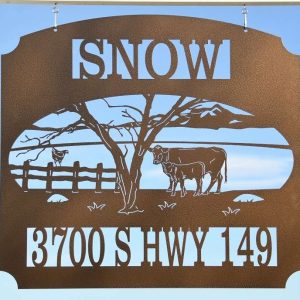 Personalized Cow Chicken Farm Animals Address Sign House Number Plaque Custom Metal Sign