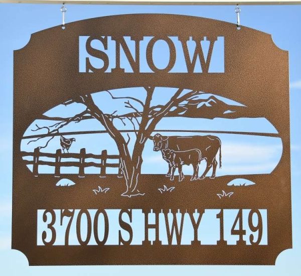 Personalized Cow Chicken Farm Animals Address Sign House Number Plaque Custom Metal Sign