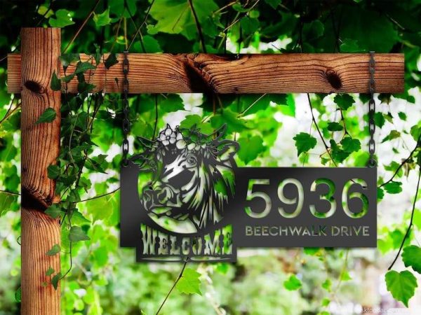 Personalized Cow Farm House Ranch Welcome Address Sign House Number Plaque Custom Metal Sign