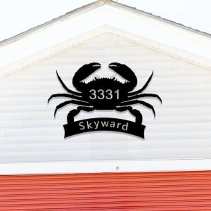 Personalized Crab Beach House Address Sign House Number Plaque Custom Metal Sign 3