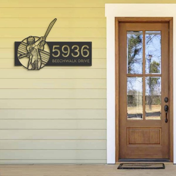 Personalized Cricket Player Sport Address Sign House Number Plaque Custom Metal Sign