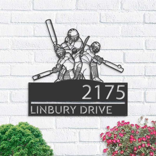 Personalized Cricket Player Sport Team Address Sign House Number Plaque Custom Metal Sign