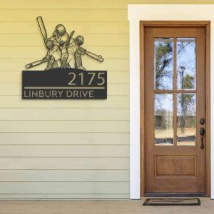 Personalized Cricket Player Sport Team Address Sign House Number Plaque Custom Metal Sign 3
