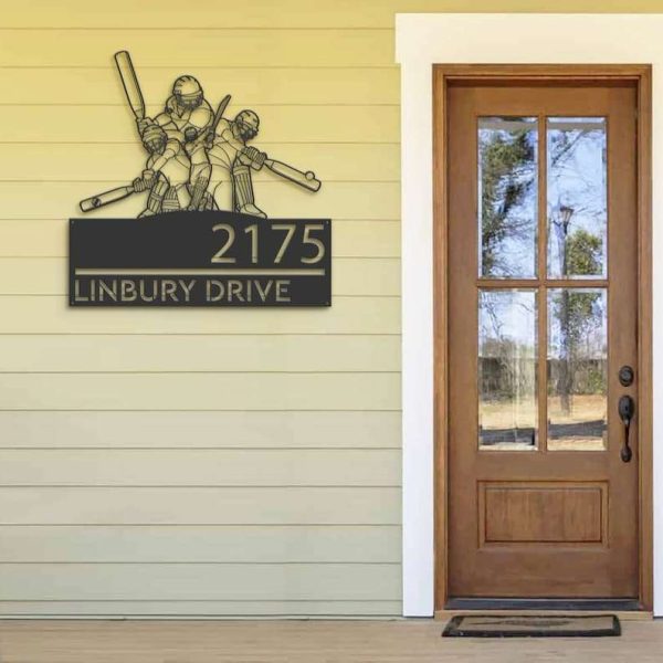 Personalized Cricket Player Sport Team Address Sign House Number Plaque Custom Metal Sign