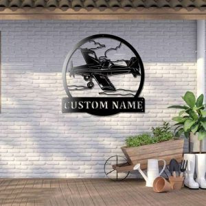 Personalized Crop Duster Sign Airplane Hangar Pilot Name Sign Patriotic Decor Gift Custom Metal Sign 1