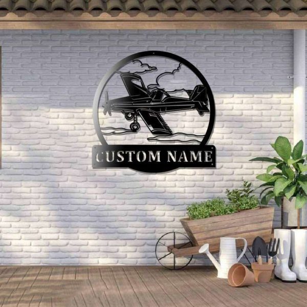 Personalized Crop Duster Sign Airplane Hangar Pilot Name Sign Patriotic Decor Gift Custom Metal Sign