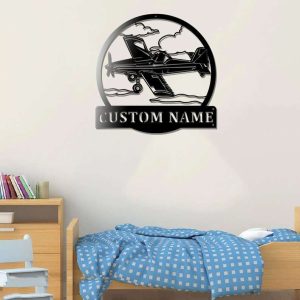 Personalized Crop Duster Sign Airplane Hangar Pilot Name Sign Patriotic Decor Gift Custom Metal Sign 2