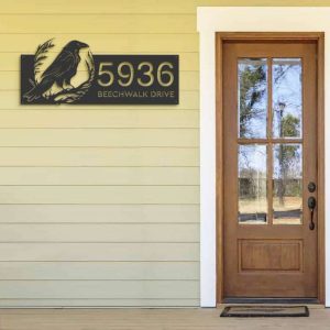 Personalized Crow Raven Address Sign House Number Plaque Custom Metal Sign 2