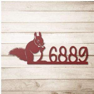 Personalized Cute Squirrel and Chestnut Address Sign House Number Plaque Custom Metal Sign 2