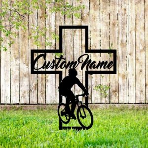 Personalized Cycling Memorial Sign Yard Stakes Bike Rider Grave Marker Cemetery Decor Custom Metal Sign 4