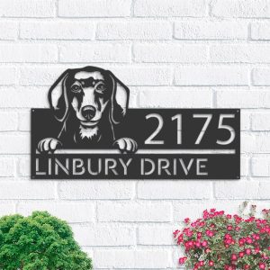 Personalized Dachshund Dog Cute Puppy Address Sign House Number Plaque Custom Metal Sign 1