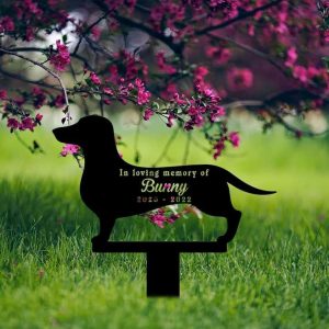 Personalized Dachshund Memorial Sign Wiener Dog Pet Yard Stakes Grave Marker Cemetery Decor Custom Metal Sign 1