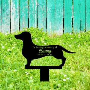 Personalized Dachshund Memorial Sign Wiener Dog Pet Yard Stakes Grave Marker Cemetery Decor Custom Metal Sign 3