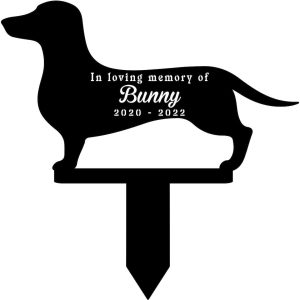 Personalized Dachshund Memorial Sign Wiener Dog Pet Yard Stakes Grave Marker Cemetery Decor Custom Metal Sign