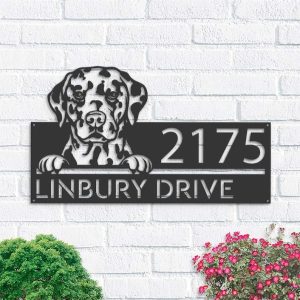 Personalized Dalmatian Dog Cute Puppy Address Sign House Number Plaque Custom Metal Sign