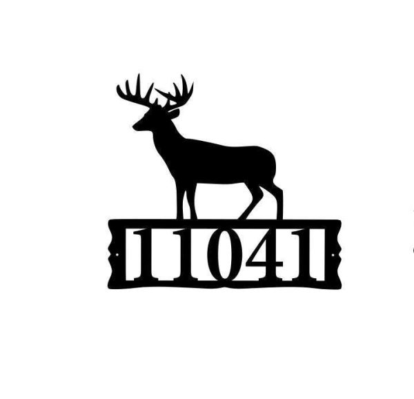 Personalized Deer Address Sign House Number Plaque Custom Metal Sign