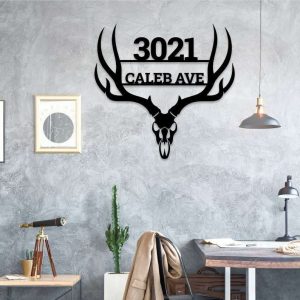 Personalized Deer Antler Address Sign House Number Plaque Custom Metal Sign 2