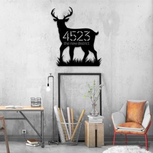 Personalized Deer Antler Forest Address Sign House Number Plaque Custom Metal Sign 1