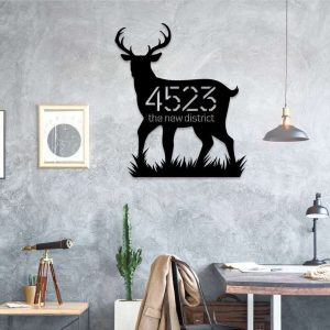 Personalized Deer Antler Forest Address Sign House Number Plaque Custom Metal Sign 2