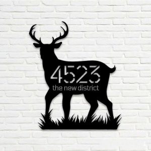 Personalized Deer Antler Forest Address Sign House Number Plaque Custom Metal Sign 3