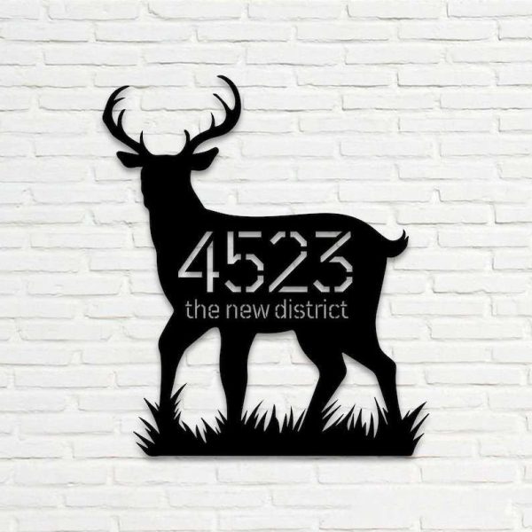 Personalized Deer Antler Forest Address Sign House Number Plaque Custom Metal Sign