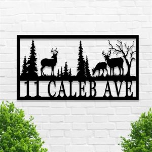 Personalized Deer Family Deer Buck Address Sign House Number Plaque Custom Metal Sign 2