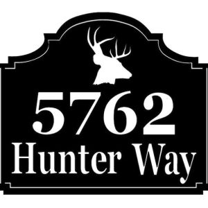 Personalized Deer Hunter Address Sign Hunting Decor House Number Plaque Custom Metal Sign