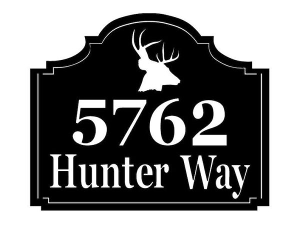 Personalized Deer Hunter Address Sign Hunting Decor House Number Plaque Custom Metal Sign