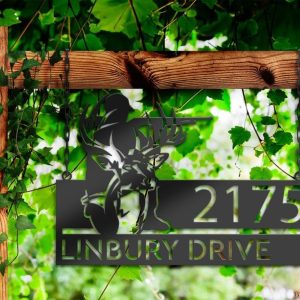 Personalized Deer Hunter Deer Hunting Address Sign House Number Plaque Custom Metal Sign 3