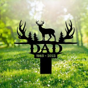 Personalized Deer Hunter Memorial Sign Yard Stakes Hunting Grave Marker Cemetery Decor Custom Metal Sign 1