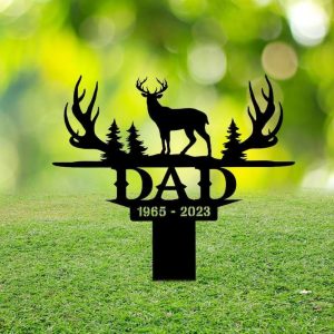 Personalized Deer Hunter Memorial Sign Yard Stakes Hunting Grave Marker Cemetery Decor Custom Metal Sign 2