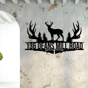 Personalized Deer Hunting Address Sign House Number Plaque Custom Metal Sign 3 1