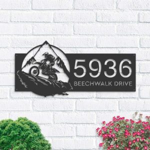 Personalized Dirtbike Motocross Biker Address Sign House Number Plaque Custom Metal Sign 1