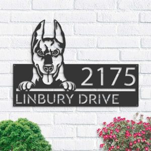 Personalized Doberman Dog Cute Puppy Address Sign House Number Plaque Custom Metal Sign