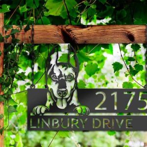 Personalized Doberman Dog Cute Puppy Address Sign House Number Plaque Custom Metal Sign 2