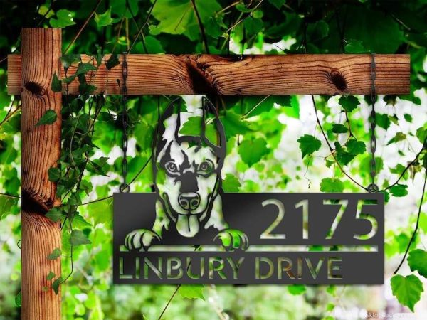 Personalized Doberman Dog Cute Puppy Address Sign House Number Plaque Custom Metal Sign