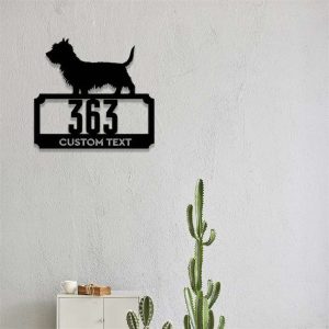 Personalized Dog Breed Address Sign House Number Plaque Custom Metal Sign