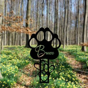 Personalized Dog Cat Paw Memorial Sign Yard Stakes Pet Grave Marker Cemetery Decor Custom Metal Sign 3