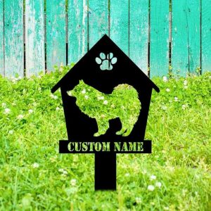 Personalized Dog House Pet Memorial Sign Yard Stakes Pet Grave Marker Cemetery Decor Custom Metal Sign