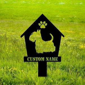 Personalized Dog House Pet Memorial Sign Yard Stakes Pet Grave Marker Cemetery Decor Custom Metal Sign 3