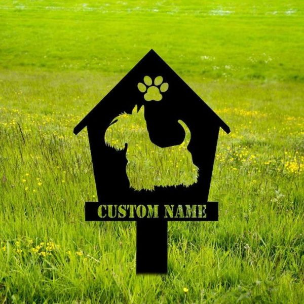 Personalized Dog House Pet Memorial Sign Yard Stakes Pet Grave Marker Cemetery Decor Custom Metal Sign