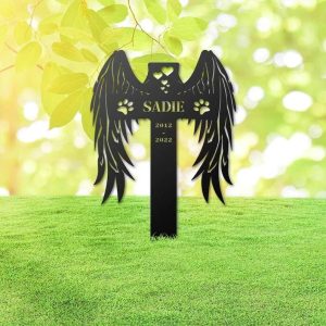 Personalized Dog Memorial Cross Sign Yard Stakes Grave Marker Cemetery Decor Custom Metal Sign 1