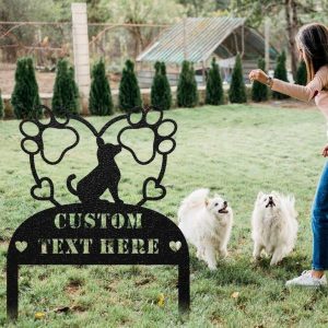 Personalized Dog Memorial Sign Garden Yard Stakes Grave Marker Cemetery Decor Custom Metal Sign 2