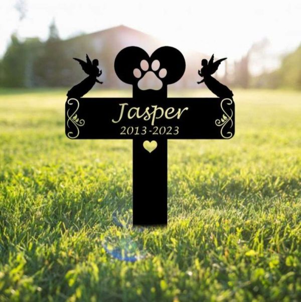 thumbnail image 2 of Personalized Boston Terrier Dog Memorial Garden Stakes, Angel Grave 2 of 12