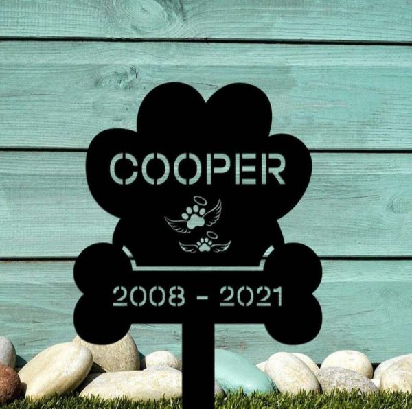 Personalized Dog Memorial Sign Yard Stakes Pet Grave Marker Cemetery Decor Custom Metal Sign